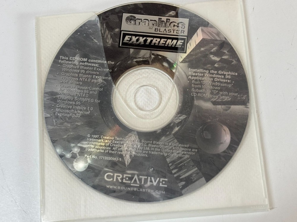 Creative Graphics Blaster Exxtreme Driver CD-ROM For Windows 95 & NT4