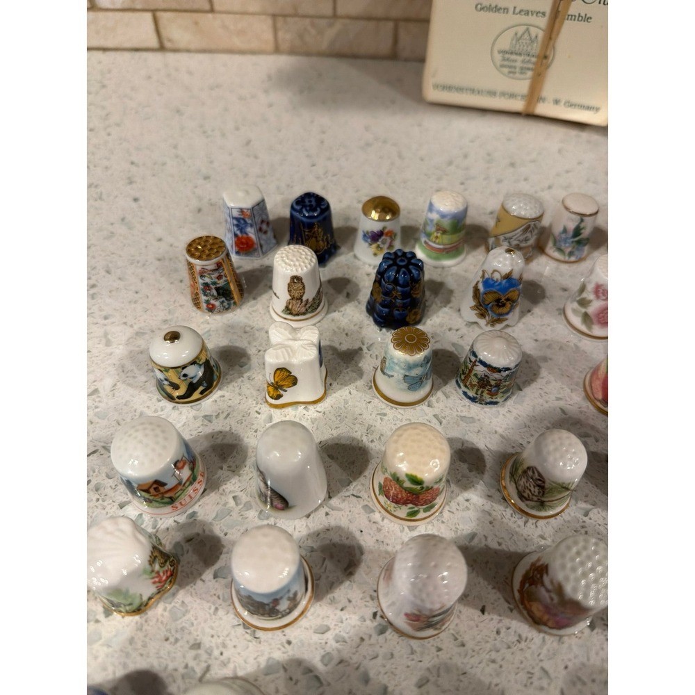 Sewing Thimble Hand Painted Porcelain bundle
