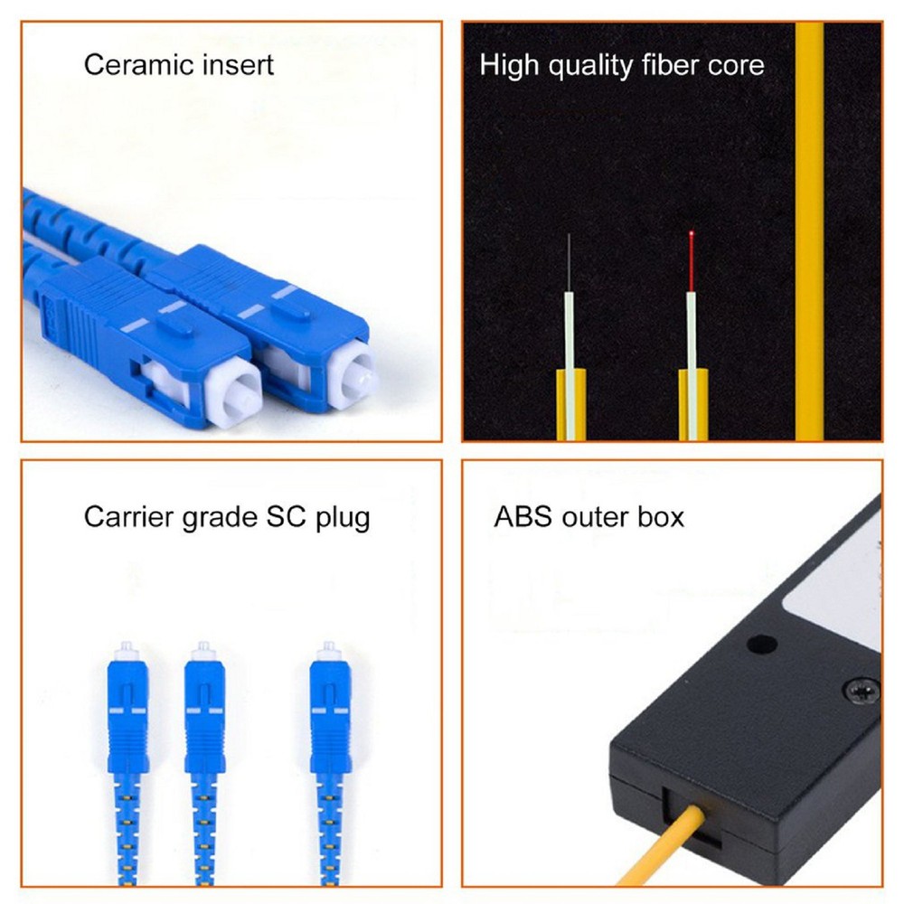 2m Ftth SC UPC 1x2 PLC Singlemode Fiber Optical Splitter FBT Coupler Module