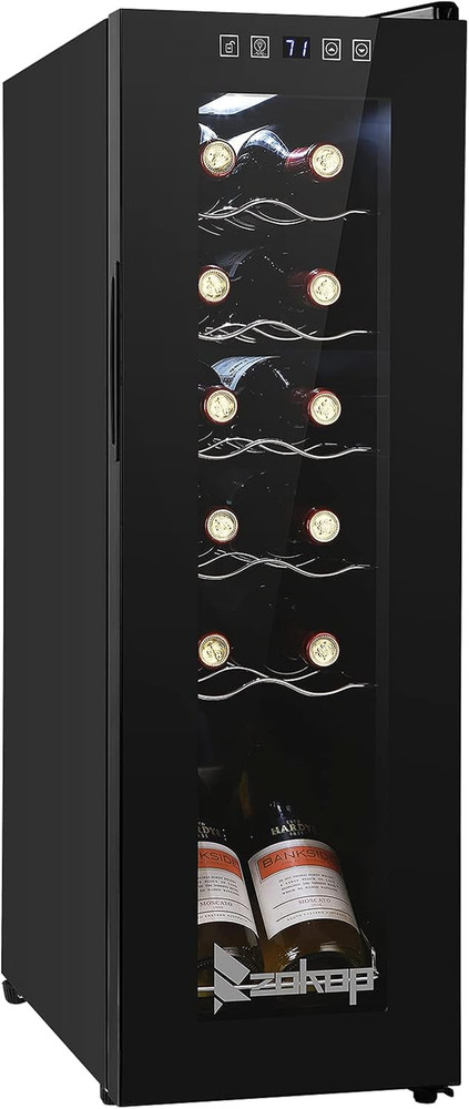 12 Bottle Compressor Wine Cooler Refrigerator Adjustable Temperature Mini Fridge