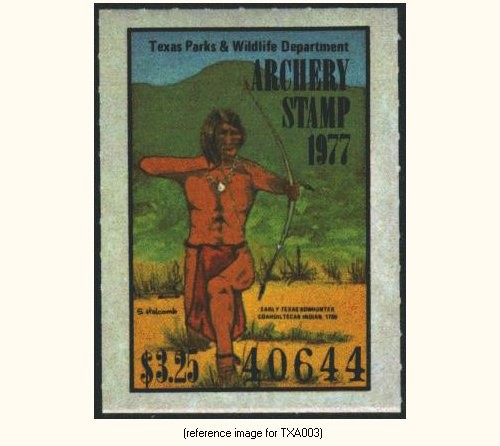 D2K Texas Archery Stamp 1977 $3.25