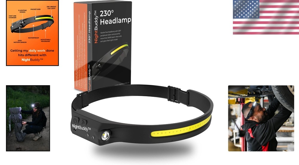 Bright Waterproof Headlamp - Adjustable Strap