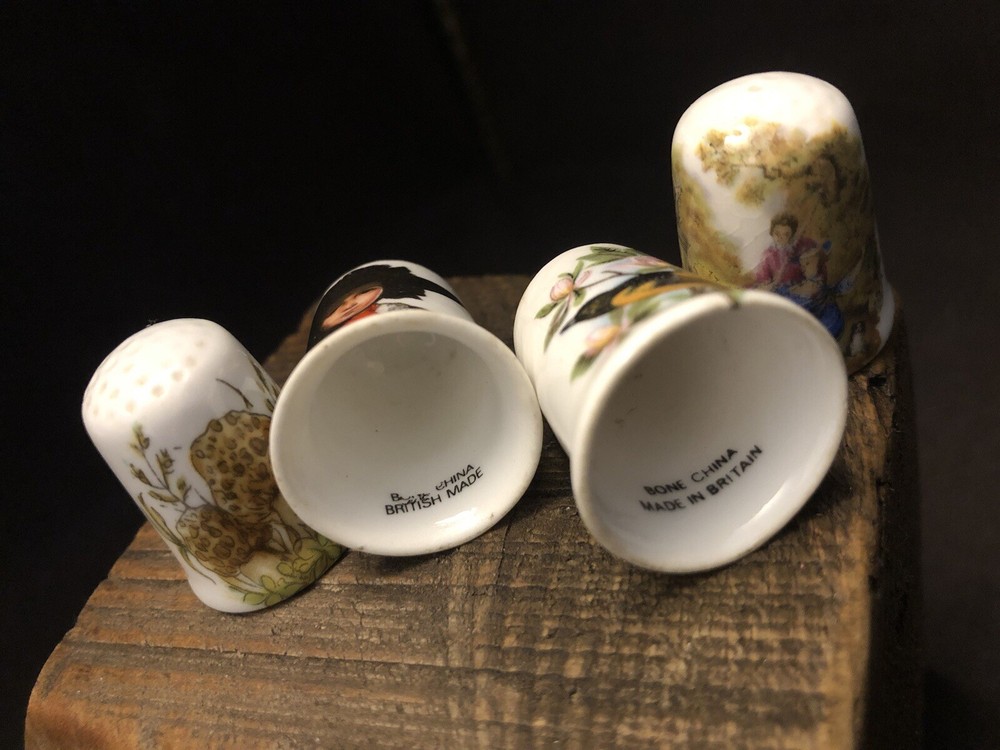 Four Vintage Bone China Thimbles