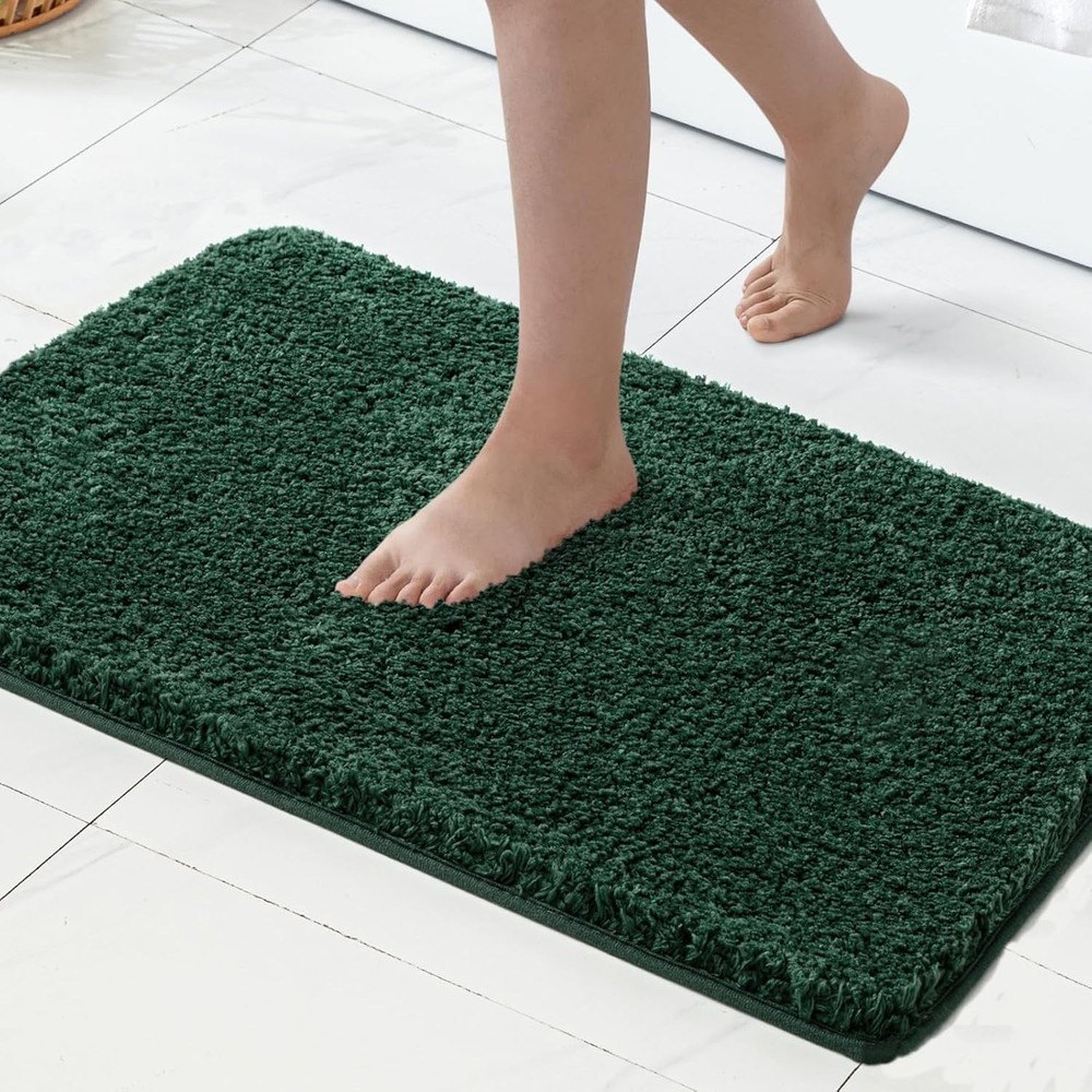 MIULEE Dark Green Absorbent Bath Rugs, 1'8" x 2'6" (Rectangular),