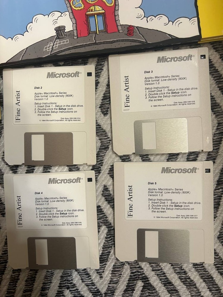 Microsoft Fine Artist Macintosh Software Boxed Promo Sample Missing Disk 1