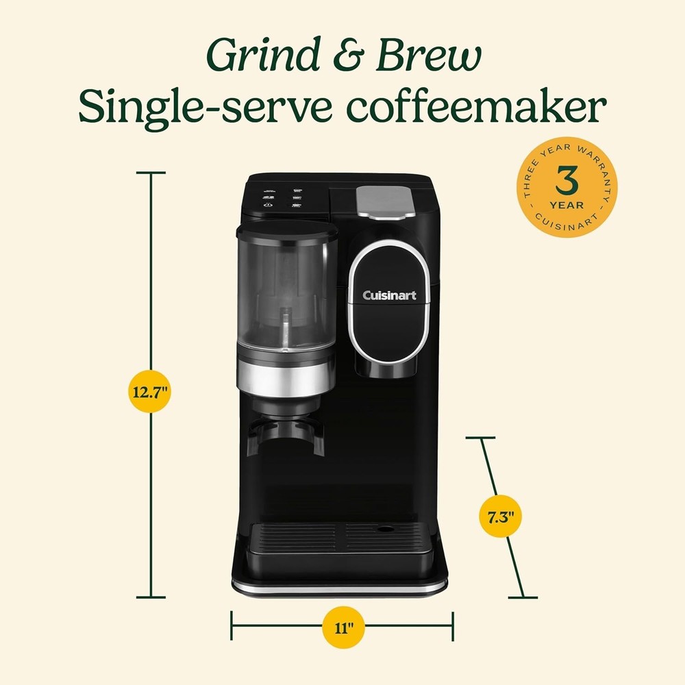 Cuisinart Single-Serve Coffee Maker & Grinder, 48oz Reservoir, Missing Lid