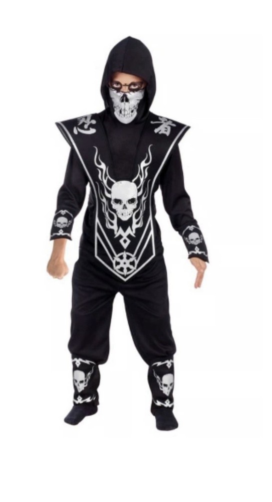 Boys Skull Ninja Costume Large 10/12