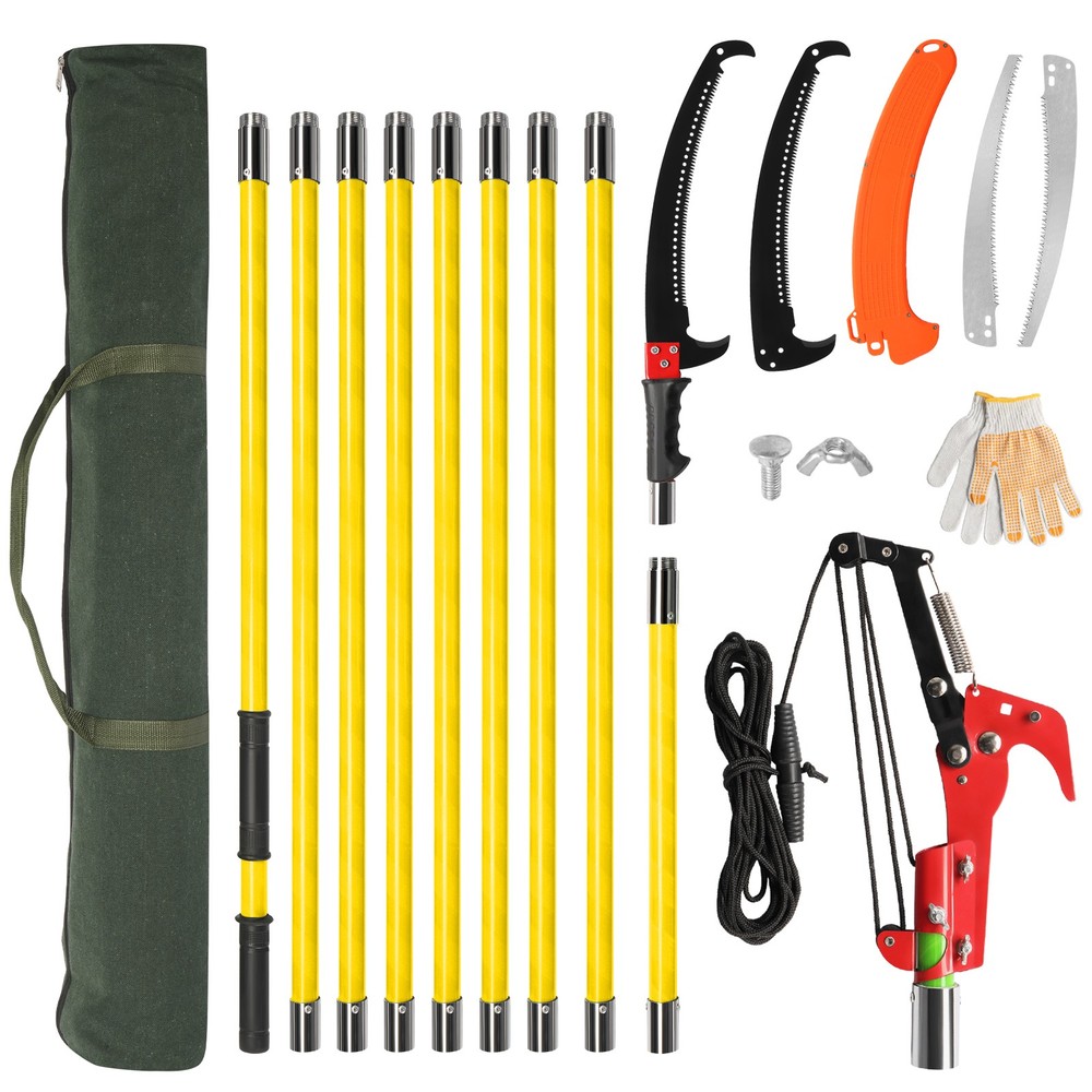 Manual Pole Saw, Lightweight Tree Trimmer and Long-Handle Pruner Set