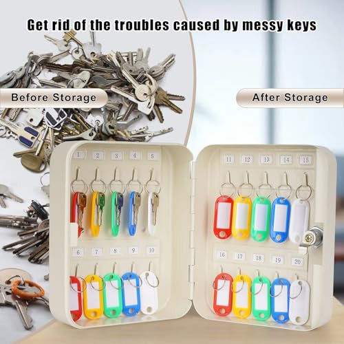 Key Cabinet Wall Mount, Locking Key Organizer, Key Storage Lock Box with Key,