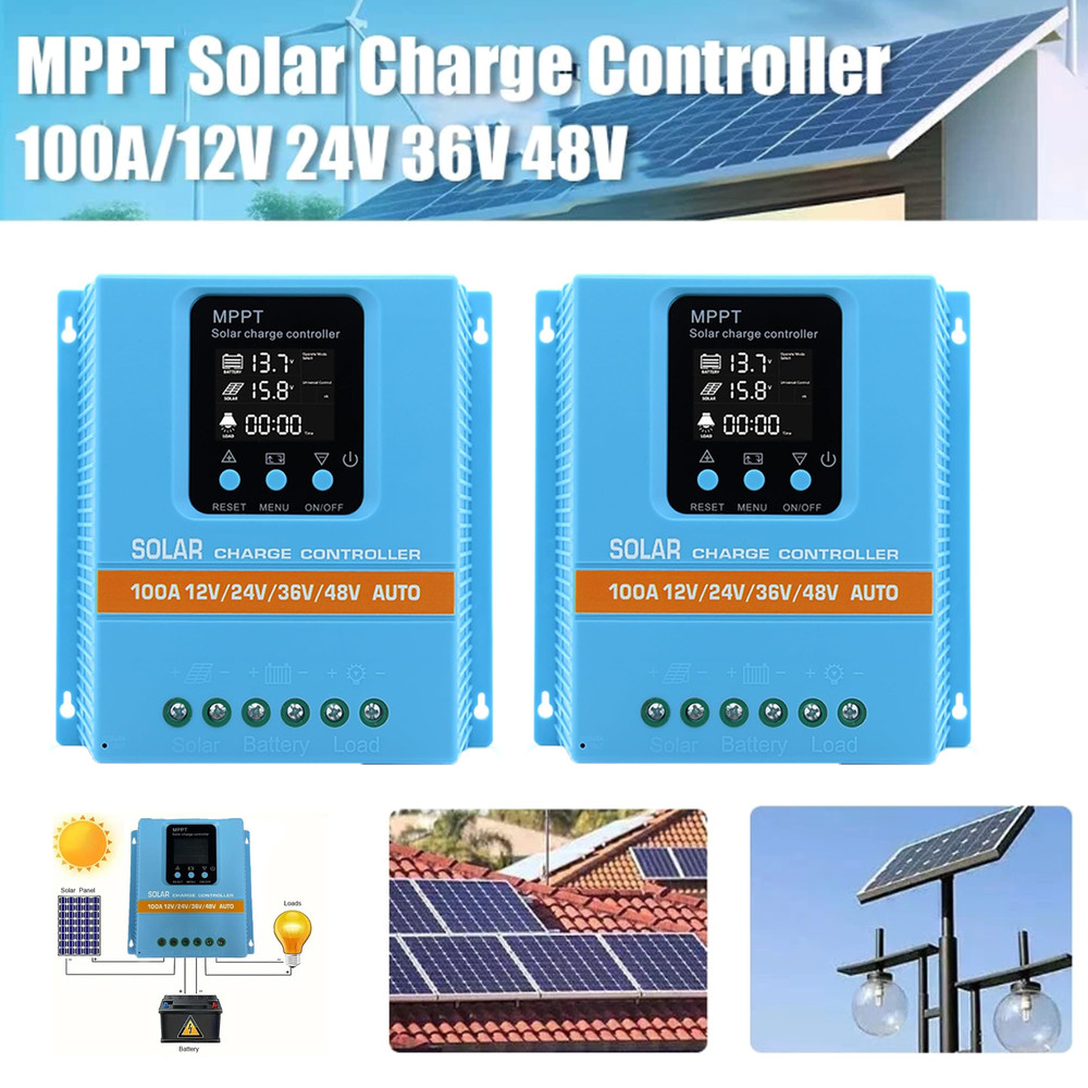 2PACK 100A 12V/24V/36V/48V MPPT Solar Charge Controller PV Charger Controller