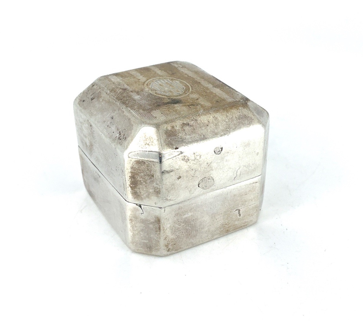 Vintage Birks Sterling Silver Presentation Ring Box With Black Velvet - Monogram