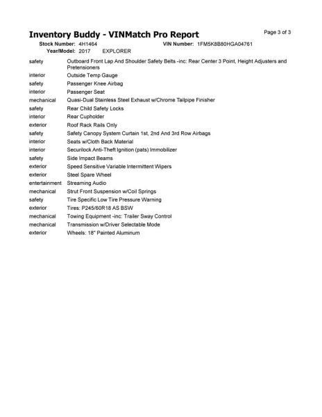 EXPLORER 2017 Speedometer 195763