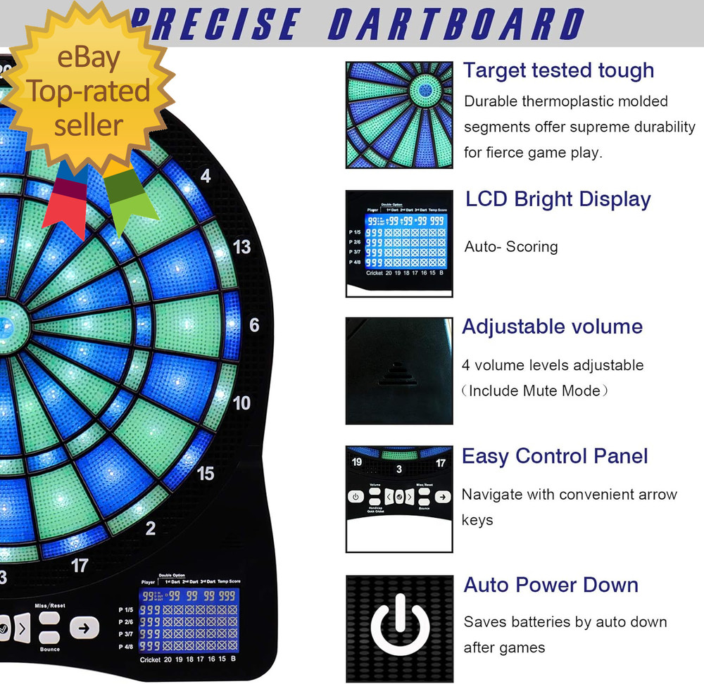 Electronic Dart Board,13 Inch Illuminated Segments Light Based Games Electric Da