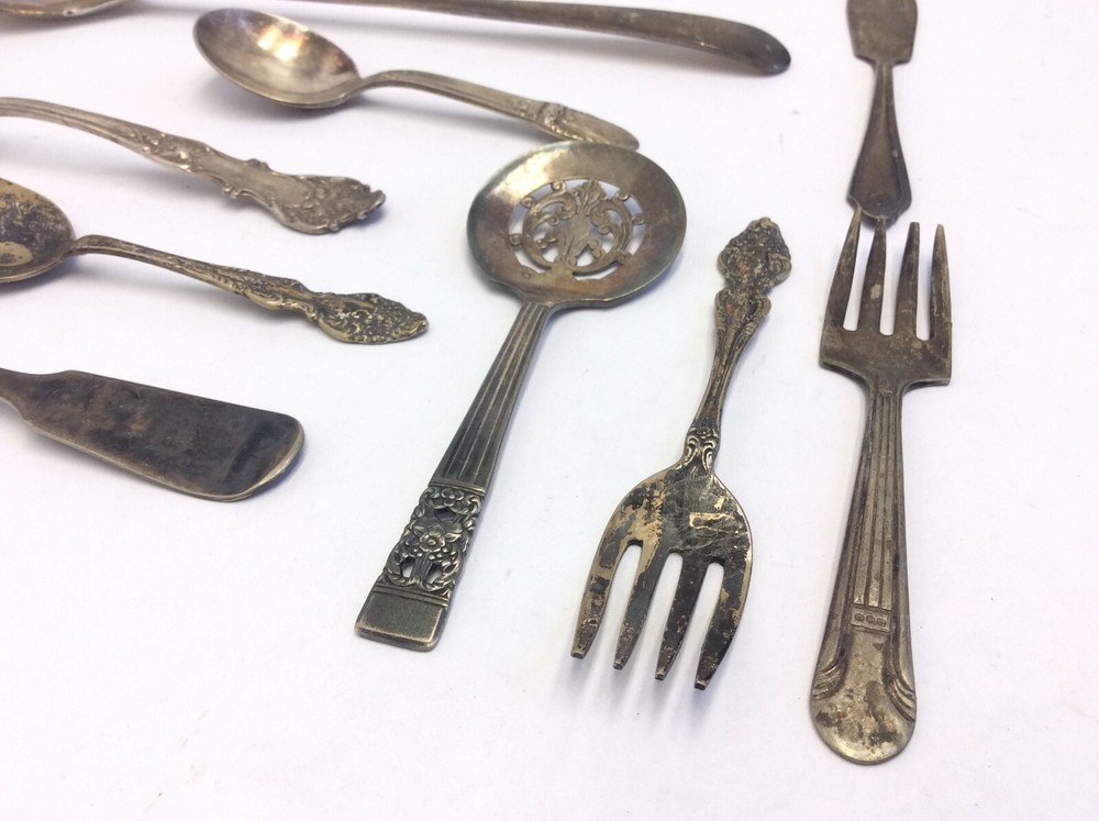 Mixed Vintage Lot Used Kirk Stieff Oneida Goblets Cups Silverplate Spoons