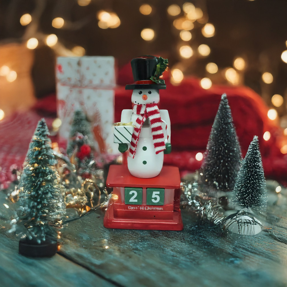 St. Nicholas Square Wood Nutcracker Countdown Decor - Snowman Design