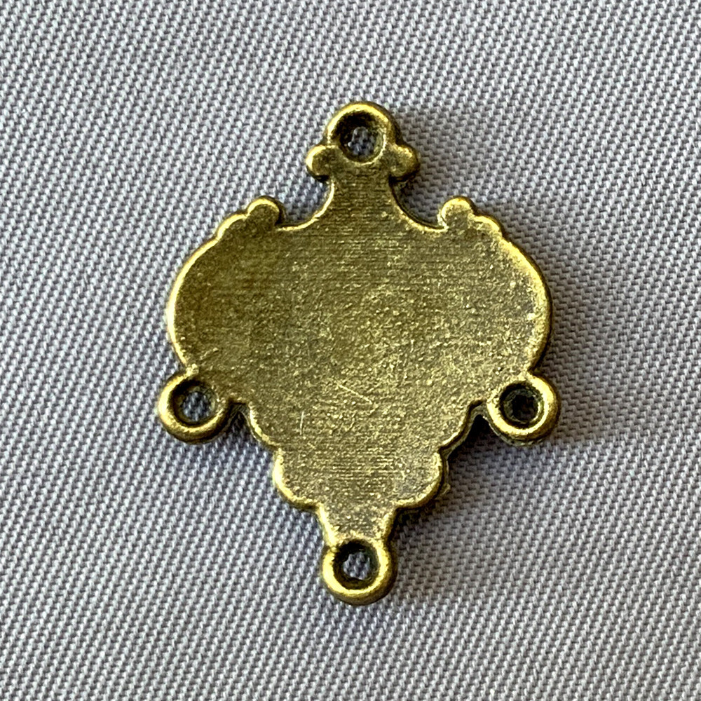 Leaf Drop Crest 3 Loop Links 22x18mm Antique Brass Connectors Q12 Per Pkg