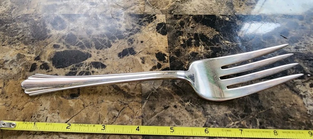 AMERICAN SILVER CO c1929- TALISMAN SILVERPLATED MEAT SERVING FORK 🍠 🥩
