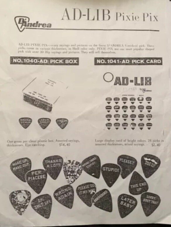 D'Andrea-Ad LIB PIXIE Guitar Picks-OH SHUT UP- Lot of 6-Tort Heavy-Celluloid