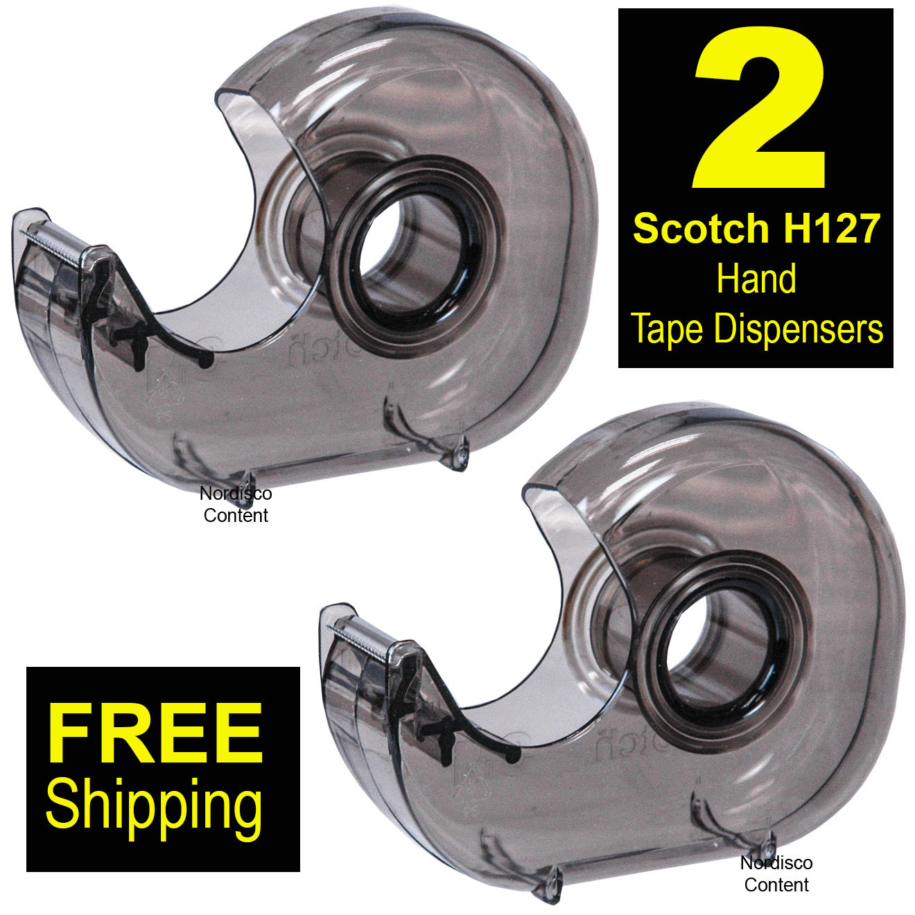 2 Each, Scotch H127 Hand Tape Dispenser For 1" Core Tapes
