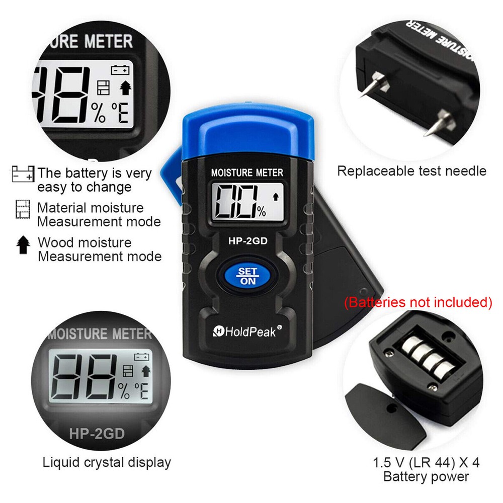 Digital LCD Air Wind Speed Anemometer with Moisture Meter Detector Testing Set