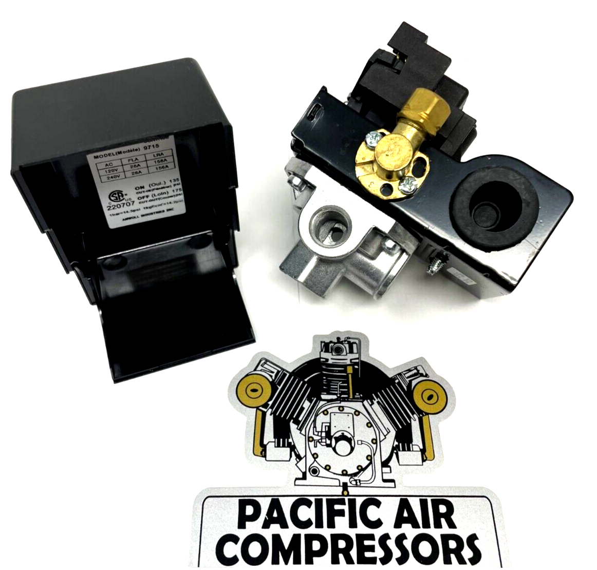 2 STAGE AIR COMPRESSOR PRESSURE SWITCH KIT 175 PSI OFF SAFETY VALVE / GAUGE