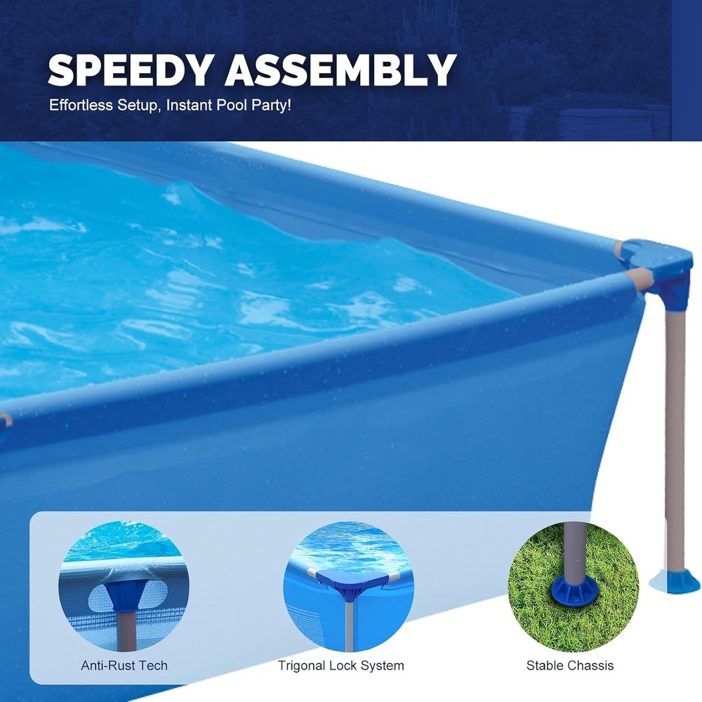 Quick-Install Above Ground Pool - Spacious 6.2ft x 4.2ft Rectangular Design-