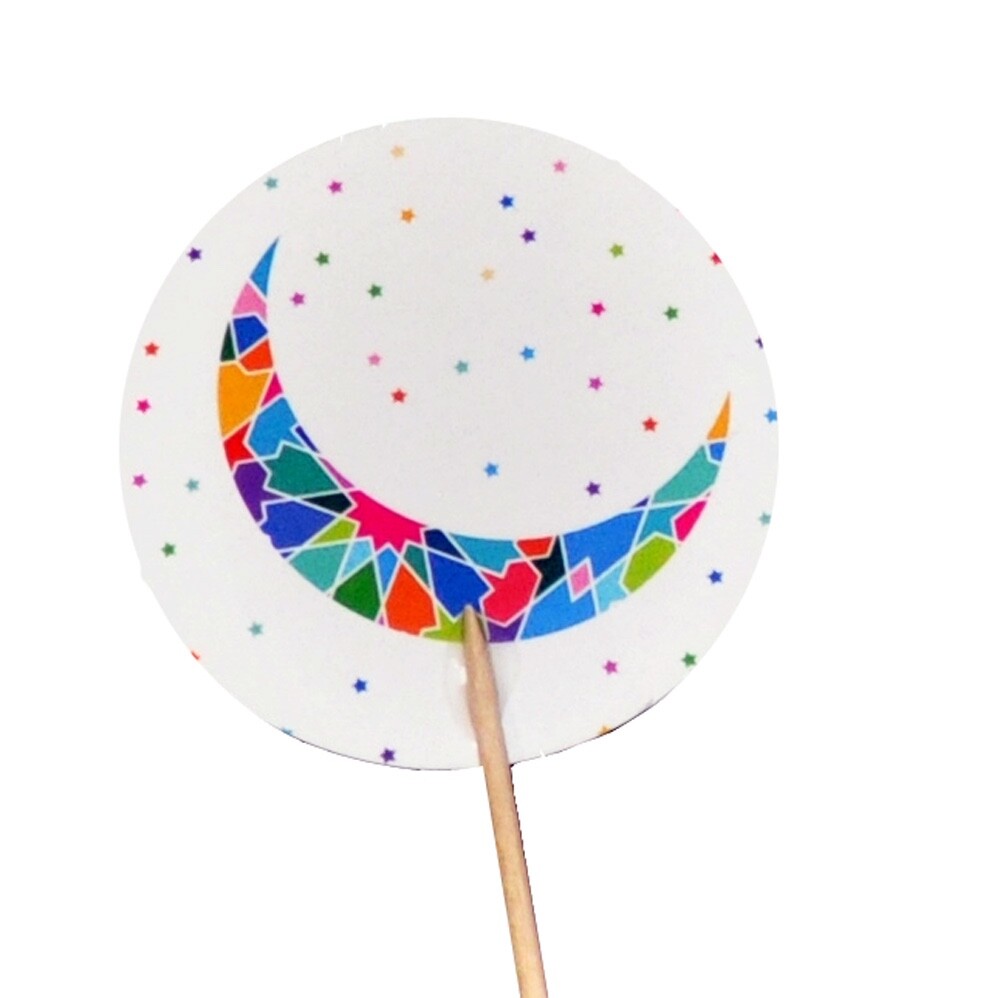 Crescent Moon Tile Work Motif Eid Ramadan Cupcake Toppers (12 pack)
