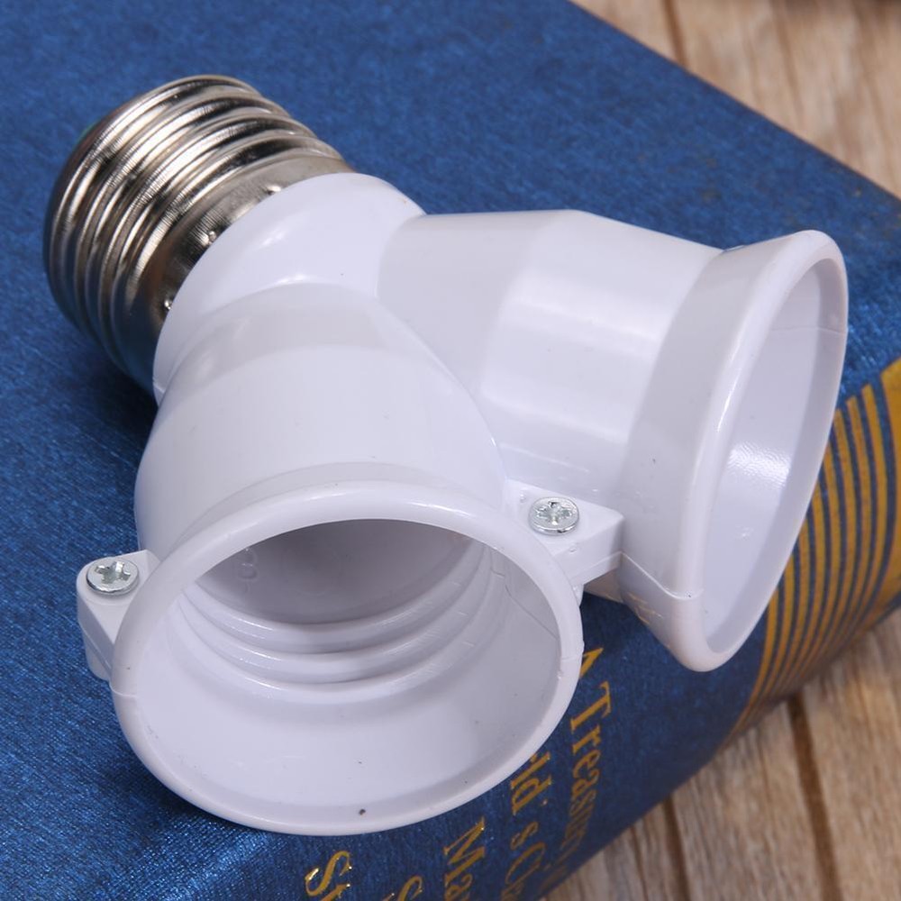 2 in 1 E27 Lamp Socket Splitter Adapter Light Double Y Bulb Base Stand Holder 2X