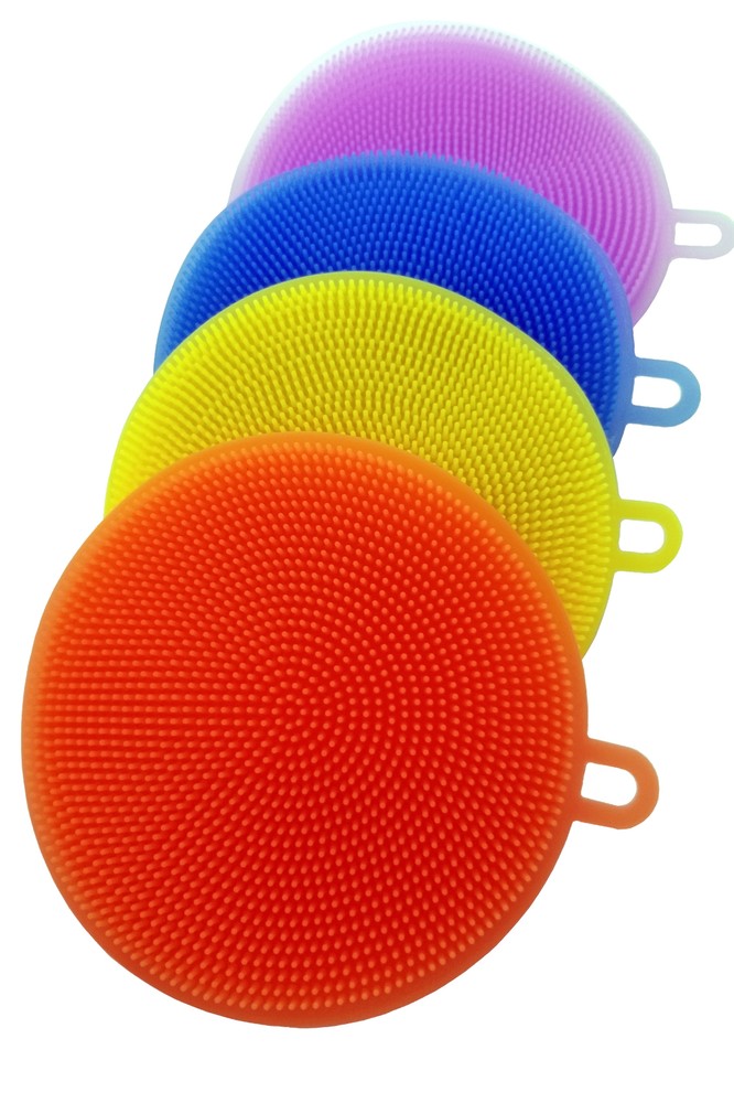 2-PACK - Safe Silicone Scrub Sponge and Scouring Pad - Random Color