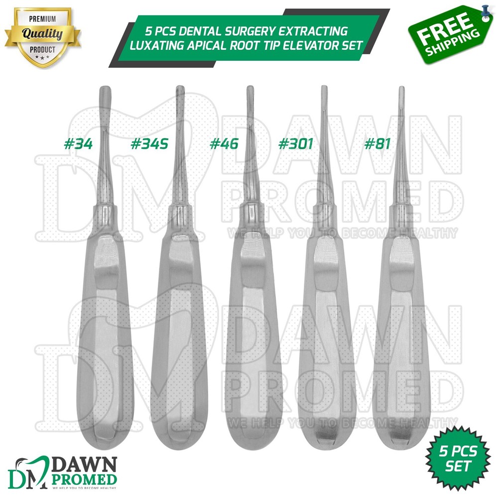 5 Pcs Dental Surgery Extracting Luxating Apical Root Tip Elevator German Grade