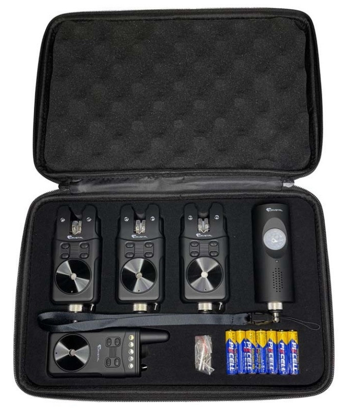 Fishing Bite Alarm Set 4+1 | Wireless Carp Bite Indicators with Receiver | Case