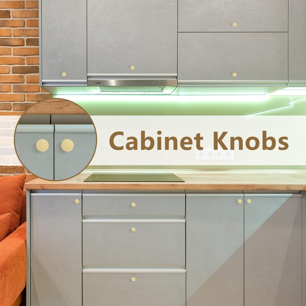 4 Pack Gold Cabinet Knobs Brushed Brass Dresser Drawer Knobs, Kitchen Knobs f...