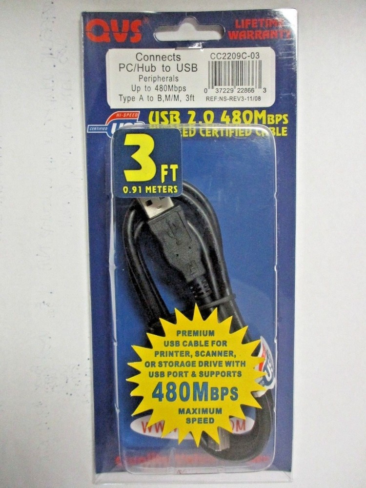 QVS CC209C-03 PC/HUB TO USB CABLE (3FT)
