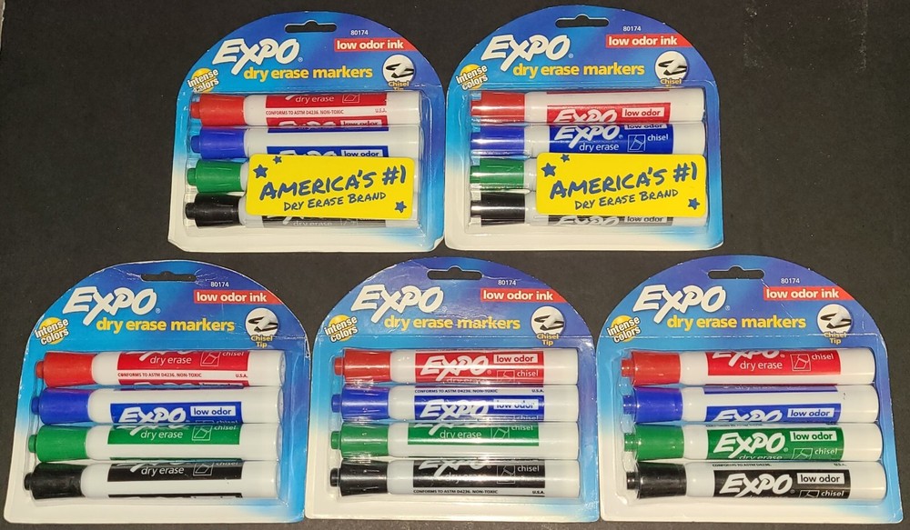 20 Expo Dry Erase whiteboard markers, CHISEL POINT, Assorted, 4/Pack x 5 (80174)