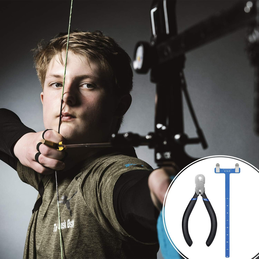 Bow String Nocking Points Kit w/ T Square & Pliers Recurve Archery Dark Blue