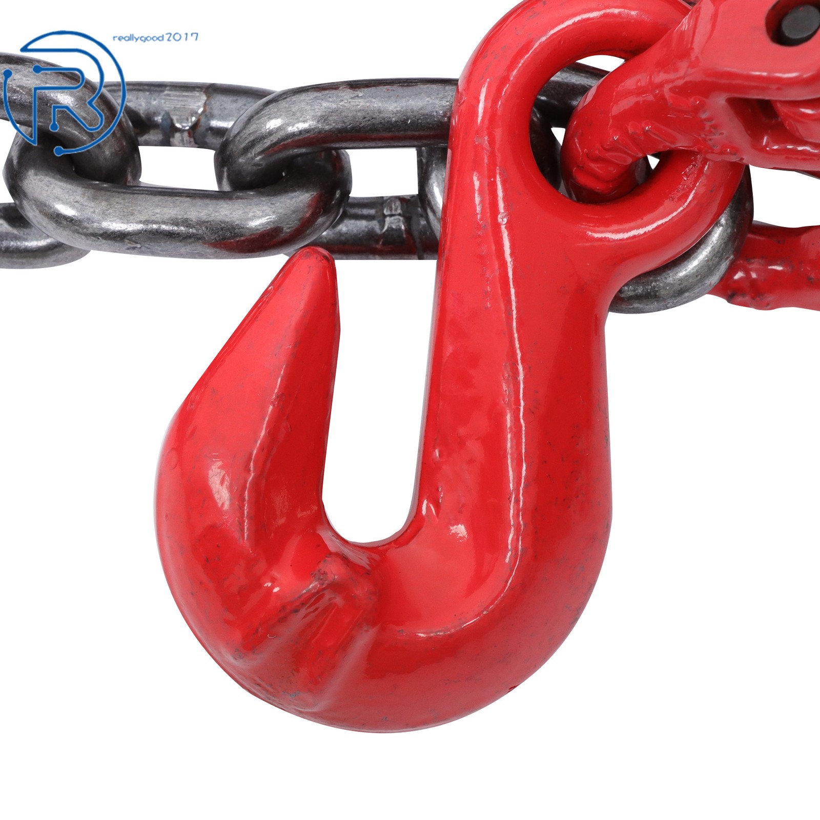 5/16" × 5' 11000 lbs Chain Sling 4 Legs G80 Lifting Chain with Grab Hooks Red