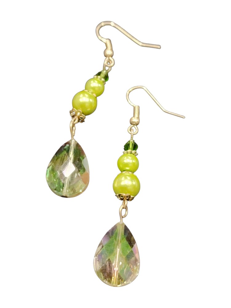 Handmade Earrings, Glass & Crystal Dangles - Assorted Colors