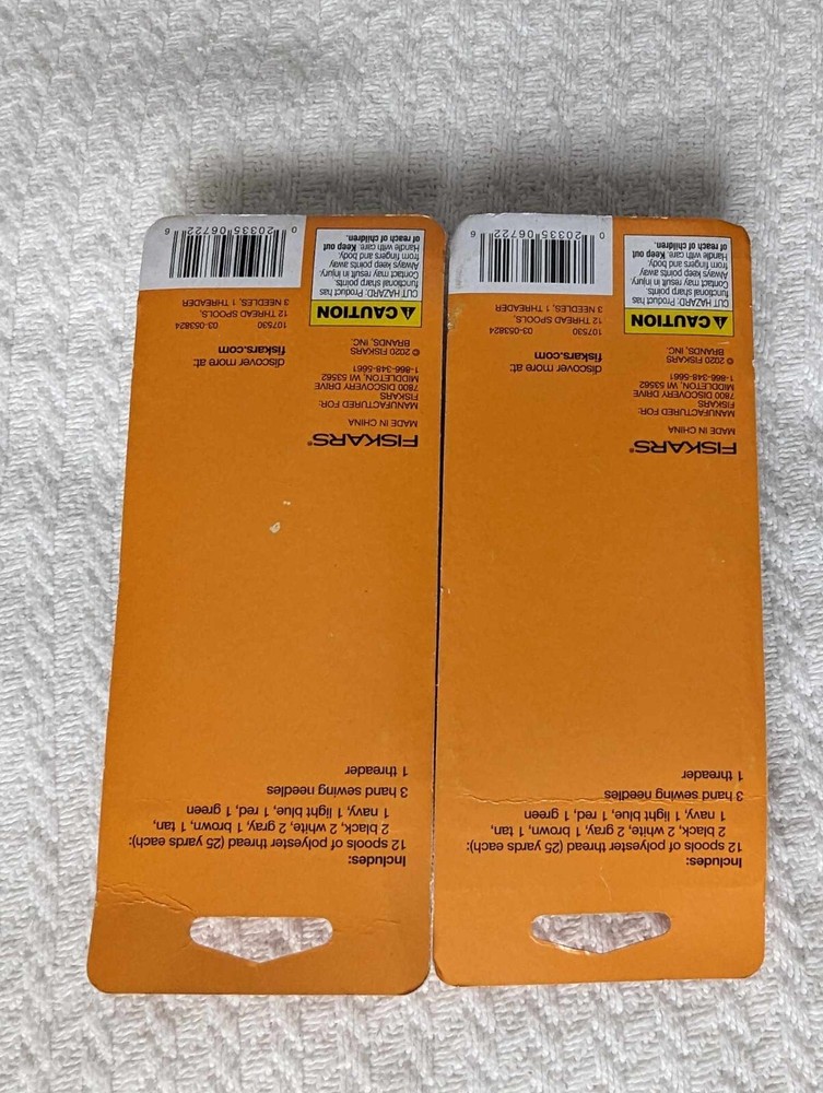 Fiskars 12 Thread Spools, 3 Needles, 1 Threader (2 Packs)