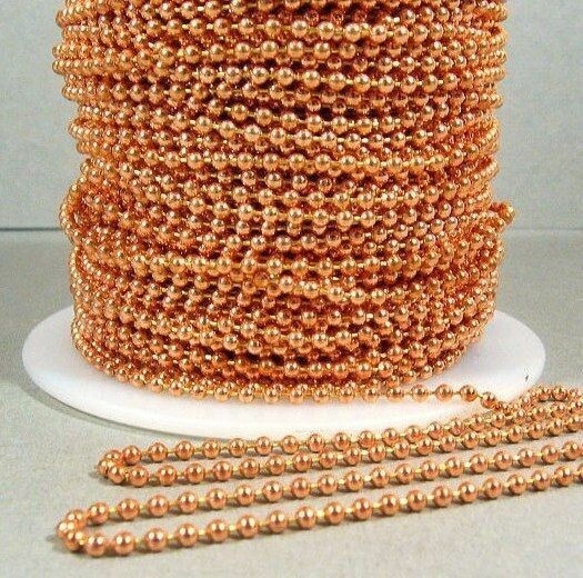 Pure 100% COPPER BALL CHAIN 24" Necklace with clasp (#3 / 2.4mm) Made in USA