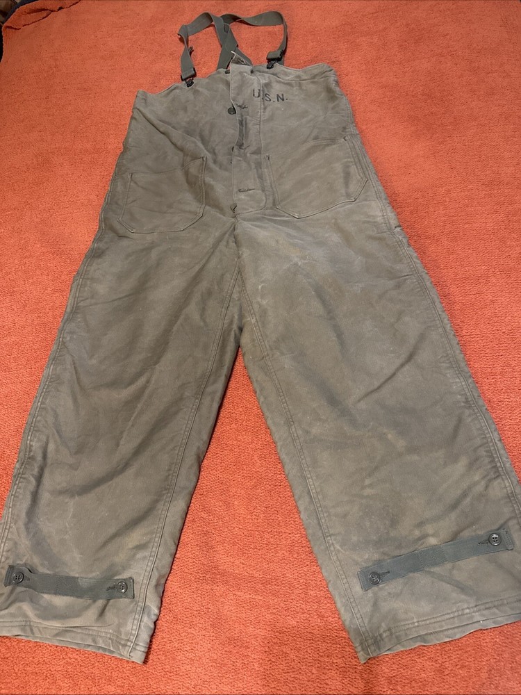 VTG Military Navy Green Bib Overalls Size S