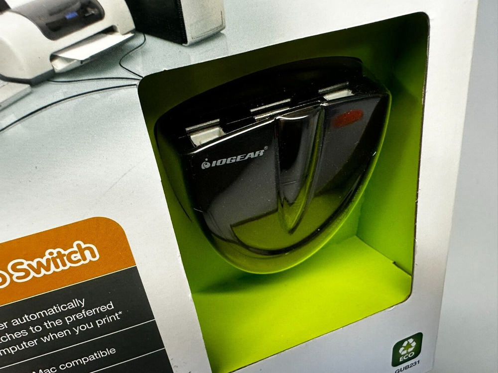 IOGear 2-Port USB 2.0 Automatic Printer Switch GUB231 Brand New Sealed