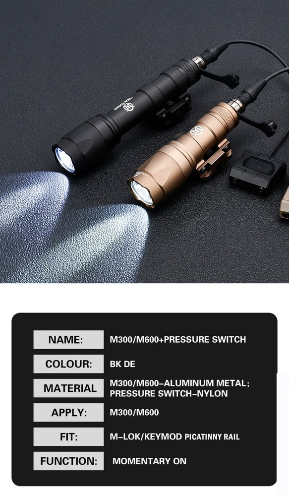 HuntingTactical M300 M600 Flashlight ModButton Remote Switch Airsoft Torch Light
