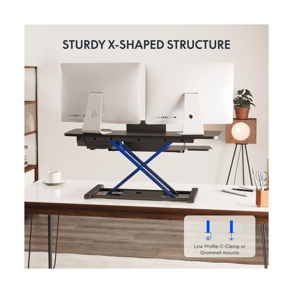 FLEXISPOT 40" Electric Standing Desk Converter, Height Adjustable Riser, Sit ...