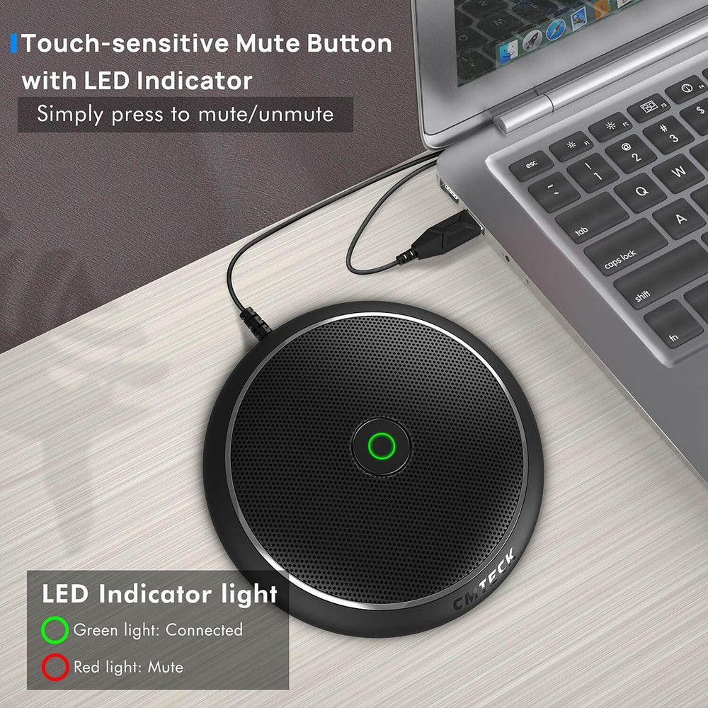 Conference USB Microphone, Computer Desktop Mic with Mute Function, Omnidirectio