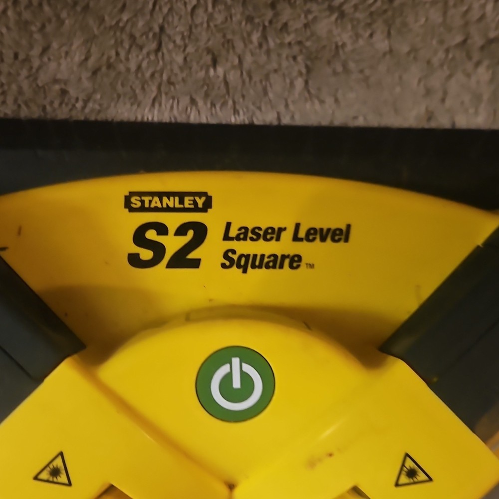Stanley S2 Laser Level Square Yellow Black Plastic Power Button