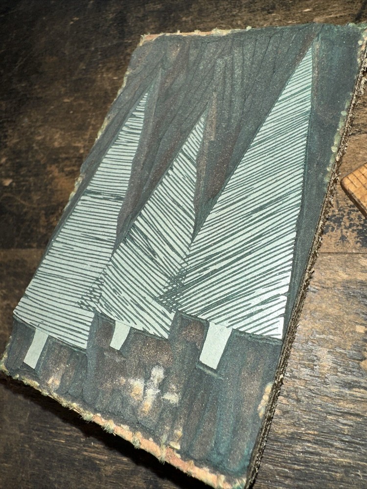 Printing Block “ 3 Evergreen Trees “ Handcarved