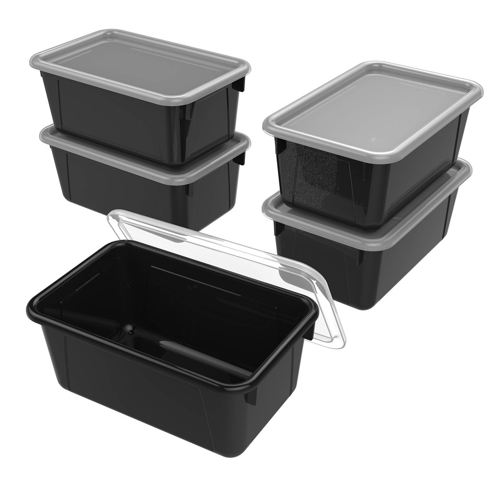 Small Cubby Bins – Plastic Storage Containers for Classroom with Non-Snap Lid...
