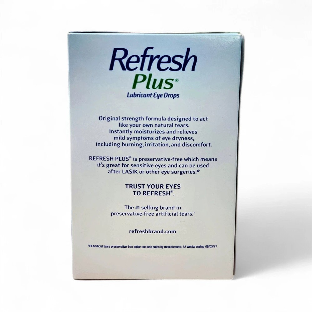 Refresh Plus Lubricant Eye Drops, Single-Use Vials Containers Dry Eyes 100 Count
