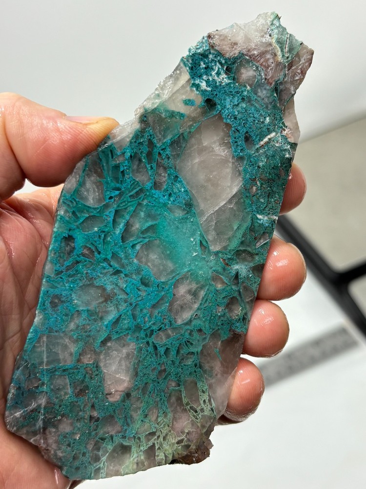 Spiderweb Chrysocolla in Quartz Slab Cabbing Lapidary Combo Ship Avail