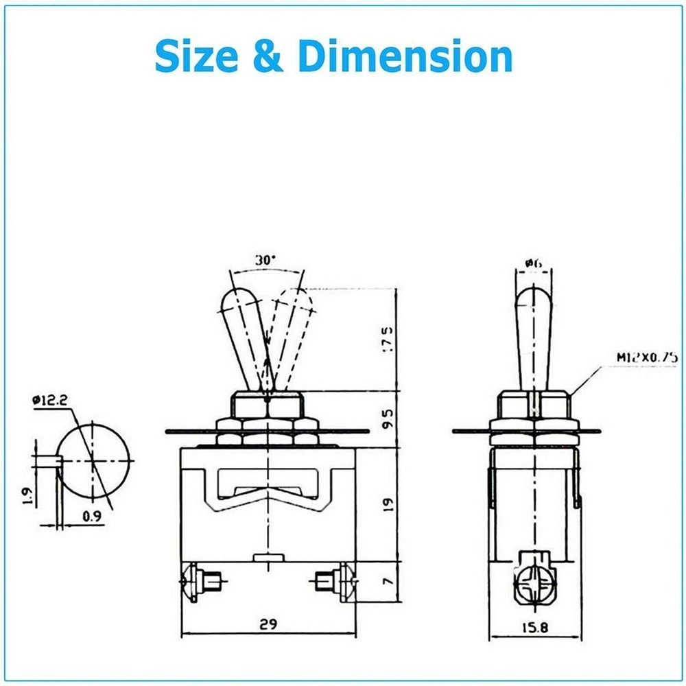 Five Pack Waterproof On Off Metal Toggles Suitable for Electrical Projects